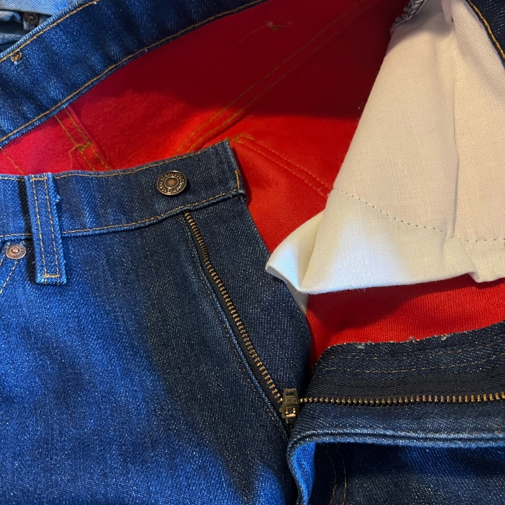 #78 Vintage 1970’s Orange Tab Levi’s Red Flannel Lining Selvedge Dark Wash 517 - Picture 7 of 12